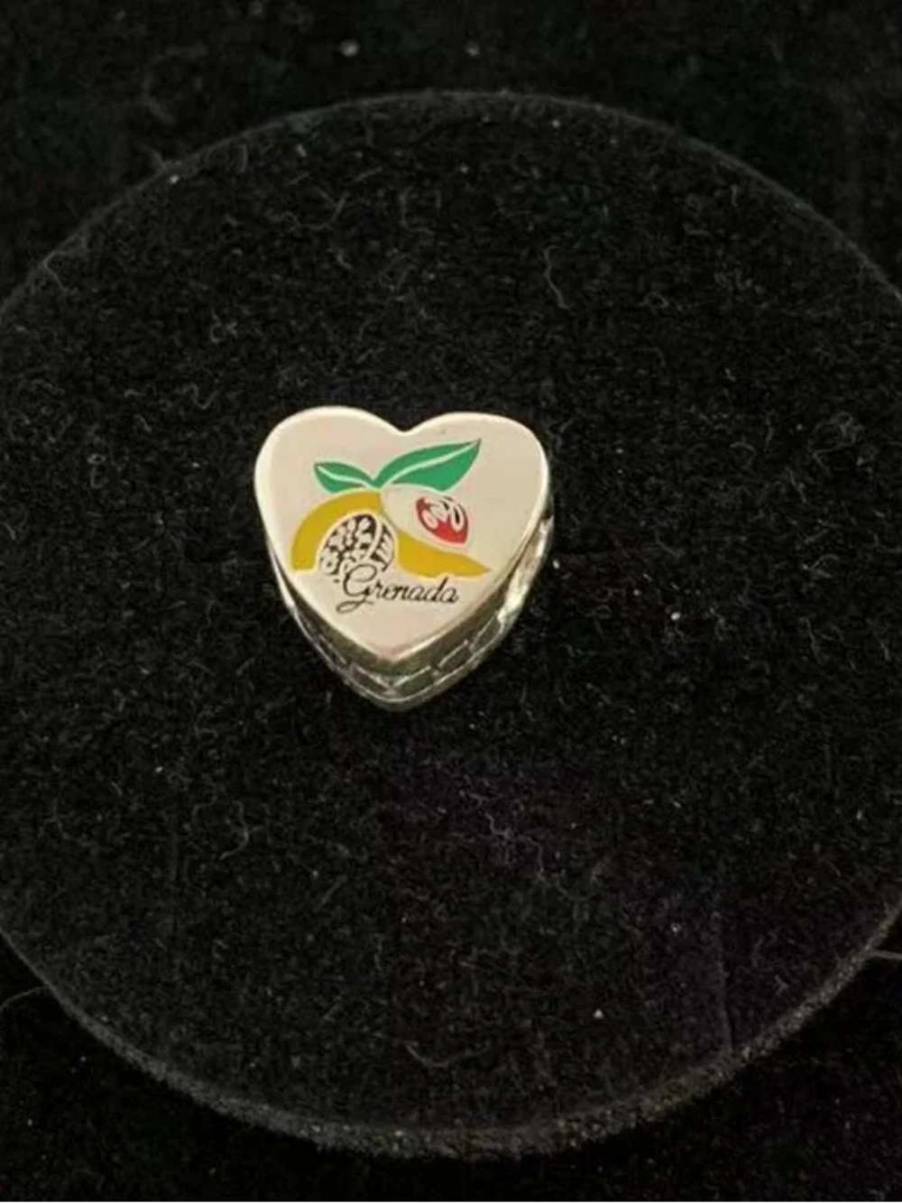 Pandora Heart Charm - White with Green & Yellow Accents